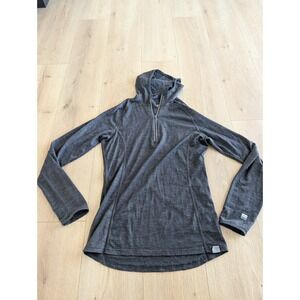 Merino Wool Charcoal Women's Half-Zip HoodieSz L